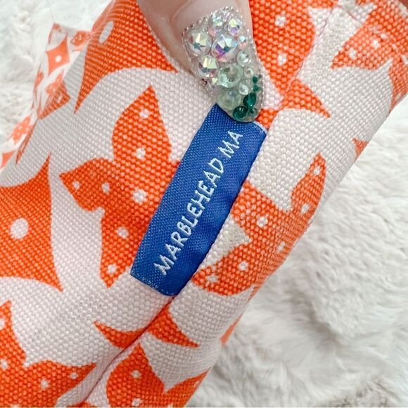 Starfish Canvas Mini Tote Bag Orange White Seaside Design Beach Preppy Purse - Picture 3 of 12